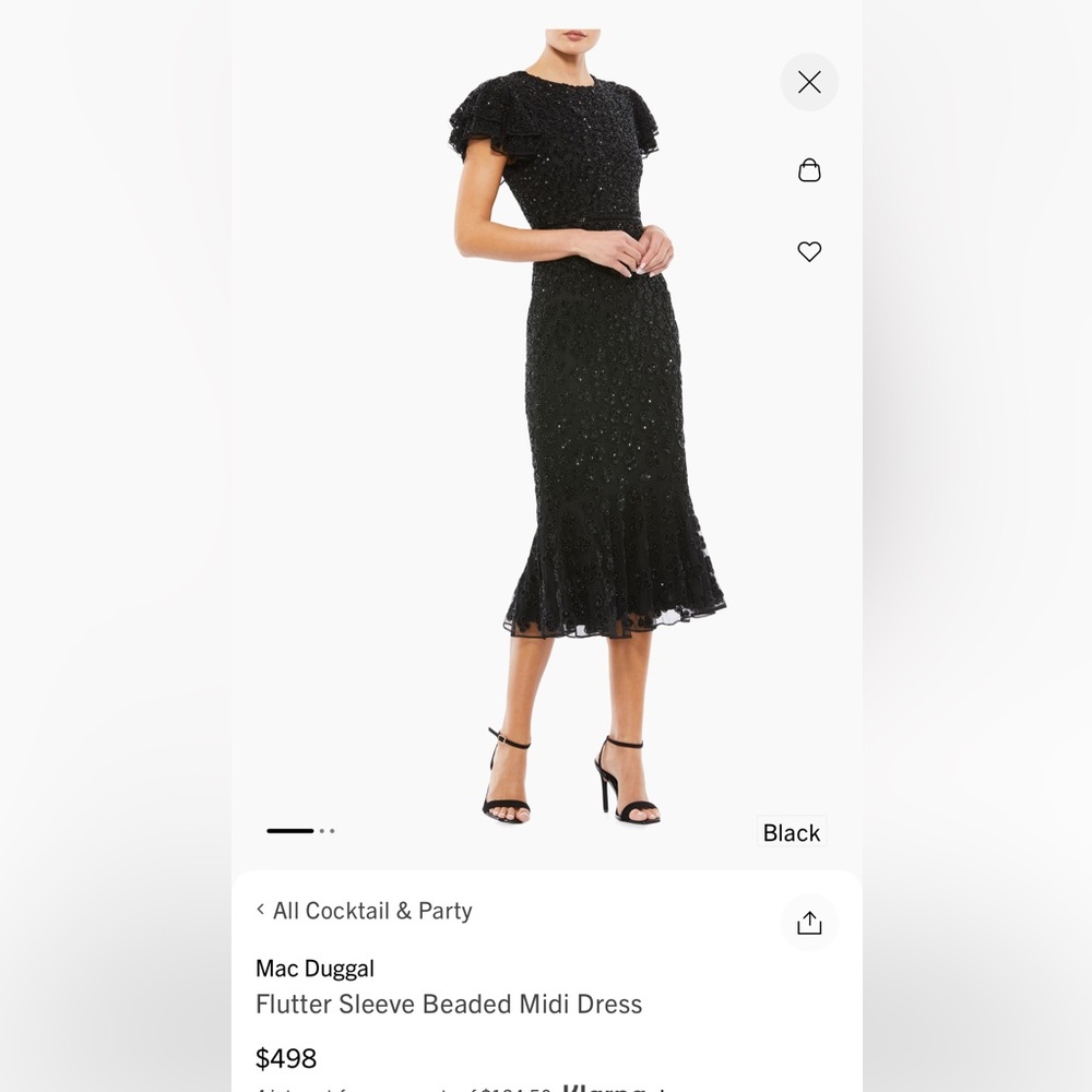 Mac Duggal Elegant Black Beaded Midi Dress